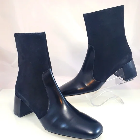 NWT$450 STAUD Andy 45MM Black Leather Ankle Chelsea Bootie Boots Sz 41 (11) - Picture 1 of 15